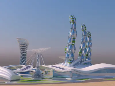 0015 - Futuristic City - 2021 - 03 - 2Ds Plans - 3Ds Files 3D model