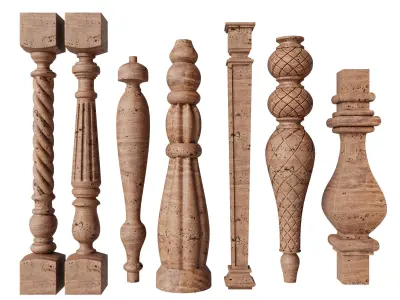 Baluster and railing fence of stairs pack 02 3D model