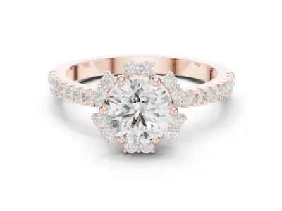 Floral Halo Engagement Ring 3D Model for Jewelry Printing STL 3D print model