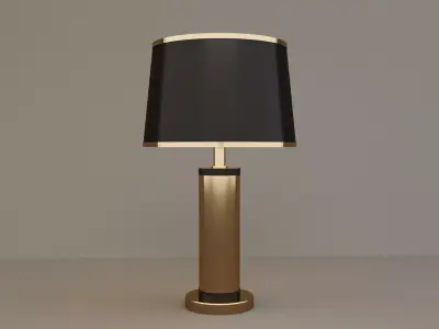 Table Lamp with Drum Black Fabric Shade 3D model