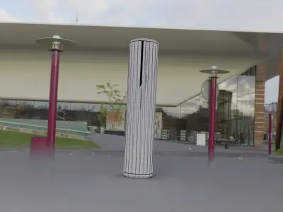 Low-Poly Moss Green Light Column 25 - Street Light Set-9 Low-poly 3D model