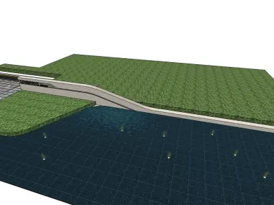Boundary wall entrance landscape 3D model