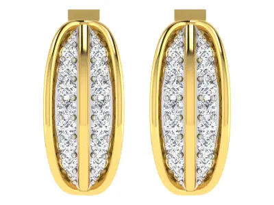 Light Weight Yellow Gold Diamond Earring EZ BI-23 3D print model