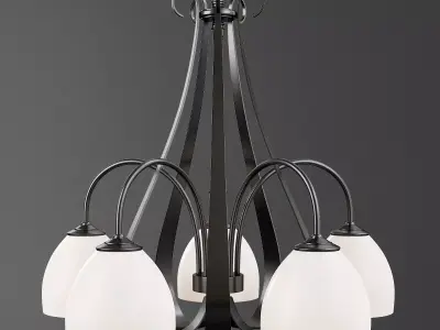 SWEEPING TAPER 5 ARM CHANDELIER Low-poly 3D model