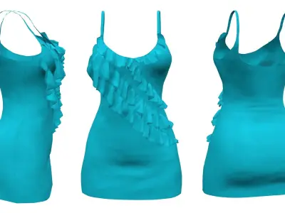 Tank Dress With Front Frills Low-poly 3D model