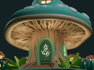 Mushroom House 3 Low-poly 3D model