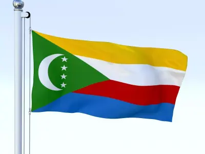 Animated Comoros Flag Low-poly 3D model