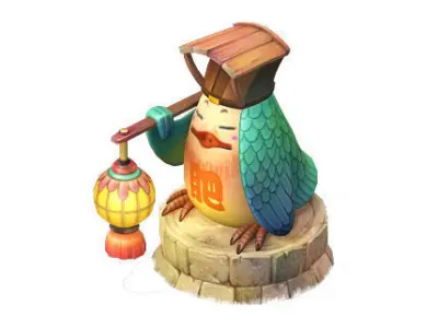 Cartoon version - fat bird light 3D model