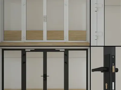 Double Glass Doors 3D model