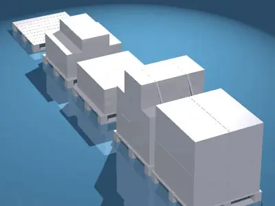 3 pallets set of boxes 3D model