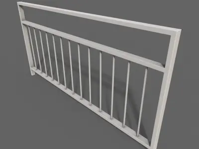 PBR Pedestrian Guard Rail White V3 Low-poly 3D model