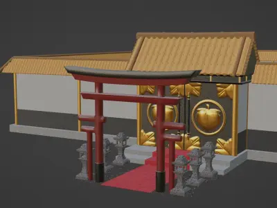Chinese Temple Walls and Entrance 3D model