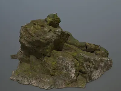 StoneWorrior man on rock Low-poly 3D model