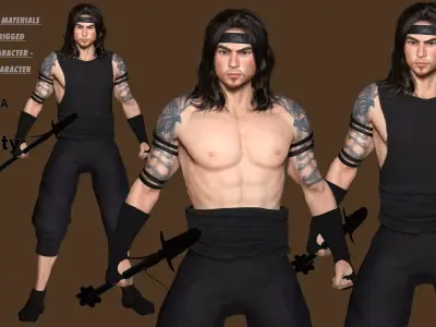 AAA 3D REALISTIC ASIAN CHINESE MALE CHARACTER - FIGHTER  Low-poly 3D model