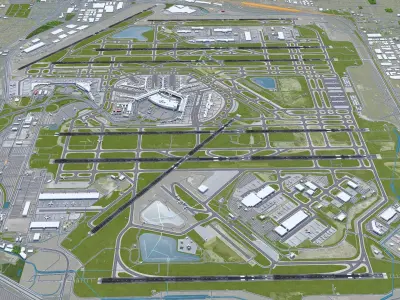 OHare International Airport 15km Low-poly 3D model