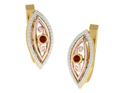 Light Weight Yellow Gold Diamond Earring EZ BI-56 3D print model