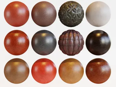 12 Leather PBR materials Texture