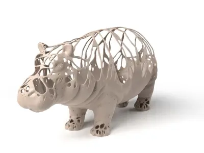 Hippo Dust Voronoi Low-poly 3D model