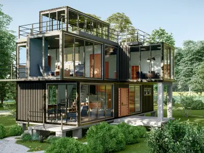 Fully Completed architectural shipping Container House 3D model