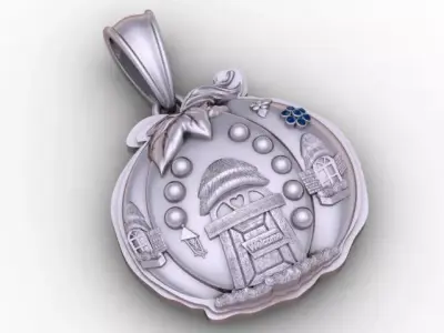 Fantasy Pumpkin Cottage Pendant  3D Printable  Model 3D print model