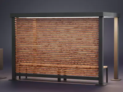 Modern Bus Stop Shelter V1 Low-poly 3D model