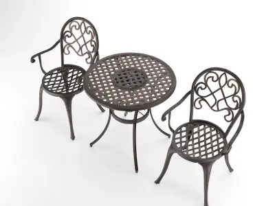 Outdoor 3 Piece Patio Bistro Set of Table and Chairs  3D model