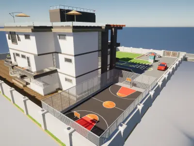 Villa Interior And Exterior Low-poly 3D model