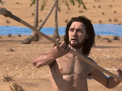  Prehistoric Humans and Mammoth Fur Rigged Collection 