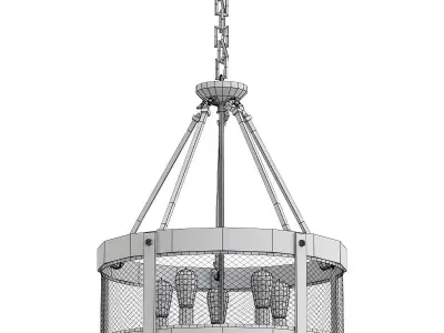 vittoria-fr4561-pl-05-b wood and metal chandelier with glass ... 3D model