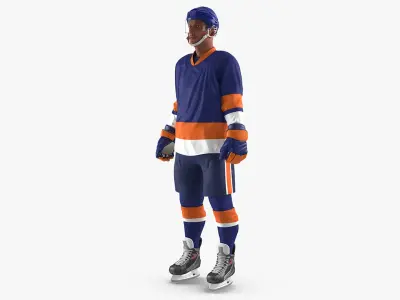  Hockey Player Generic 5 Rigged for Cinema 4D 3D Model 