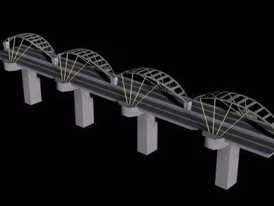 Bridge Model with two metal beams Low-poly 3D model