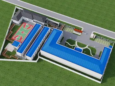 Modern School Campus with Dormitories 3D model