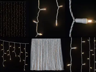 Garland and Bulb String 3 3D model 3D model