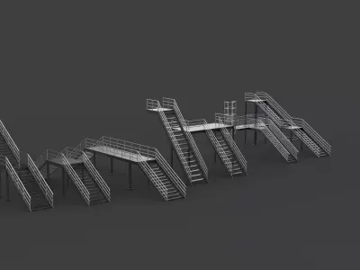 modular industrial stairs set 02  3D model