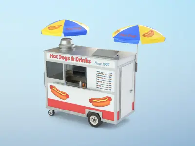 Food Cart Low-poly 3D model