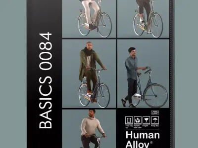 Set of 3D men on a bike 3D model