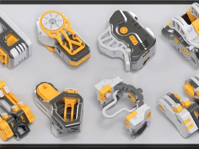 Sci-Fi Hard Surface Kitbash 350 DETAILS 3D model