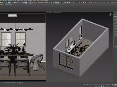 Modern Dining Room Scene 3ds Max Corona 3D model