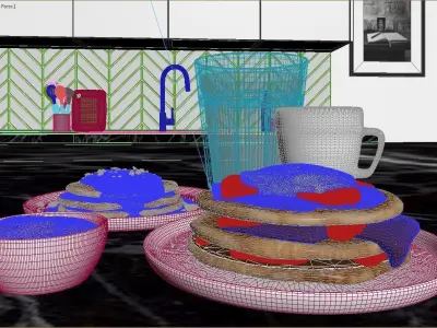 Breakfast Pancake Scene 3D model