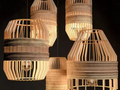 Rattan Lighting Set 7 3D model