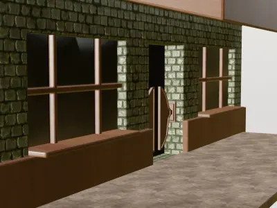 Low Poly Western Bar Low-poly 3D model