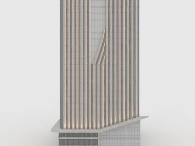 Tower 7 tall building with wooden facade 3D model