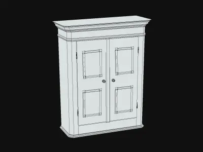 Closet wooden cabinet with painted doors Low-poly 3D model