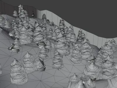 Winter Forest - Hand Painted Low-poly 3D model