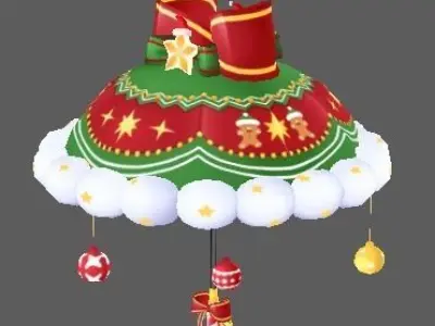 Christmas umbrella Low-poly 3D model