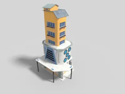 low poly modern building Low-poly 3D model
