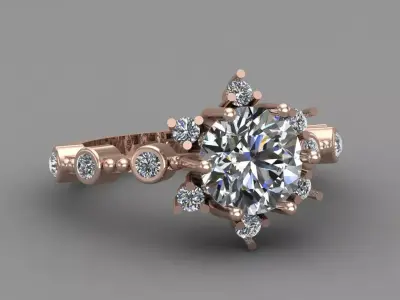 Rose Gold Women Diamond Ring 3D print model 3D print model 33