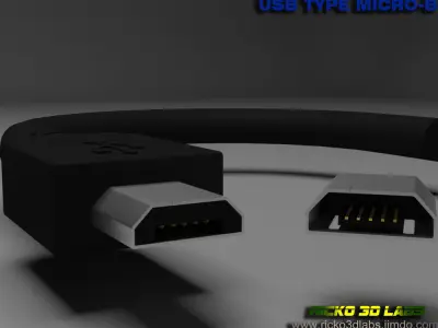 USB Type Micro-B MALE E FEMALE Low-poly 3D model