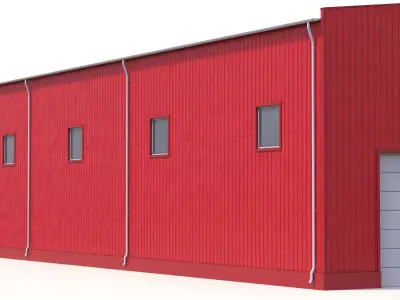 Red Industrial Building 41 PBR Low-poly 3D model