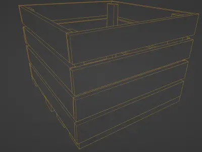 Simple Wooden Open-style Crate With Gaps Low-poly 3D model